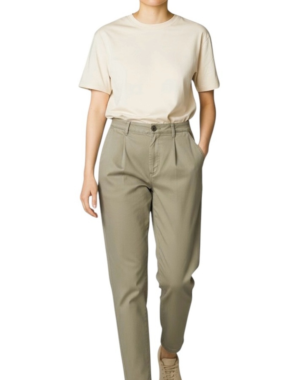 DKNY jeans Kaki Straight-Leg Pleated Chino Pants Sz 10